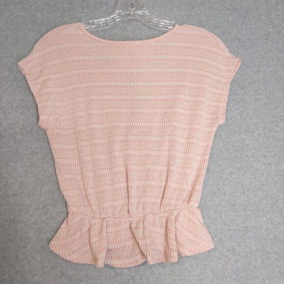 Caution To The Wind S Crop Ruffle Flitted Top Peach Cream Frilly Wrap Front Ivor - Picture 7 of 9